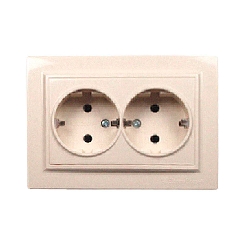 Розетка подвійна із заземленням 16 А  Enzo  Лате, фото 1