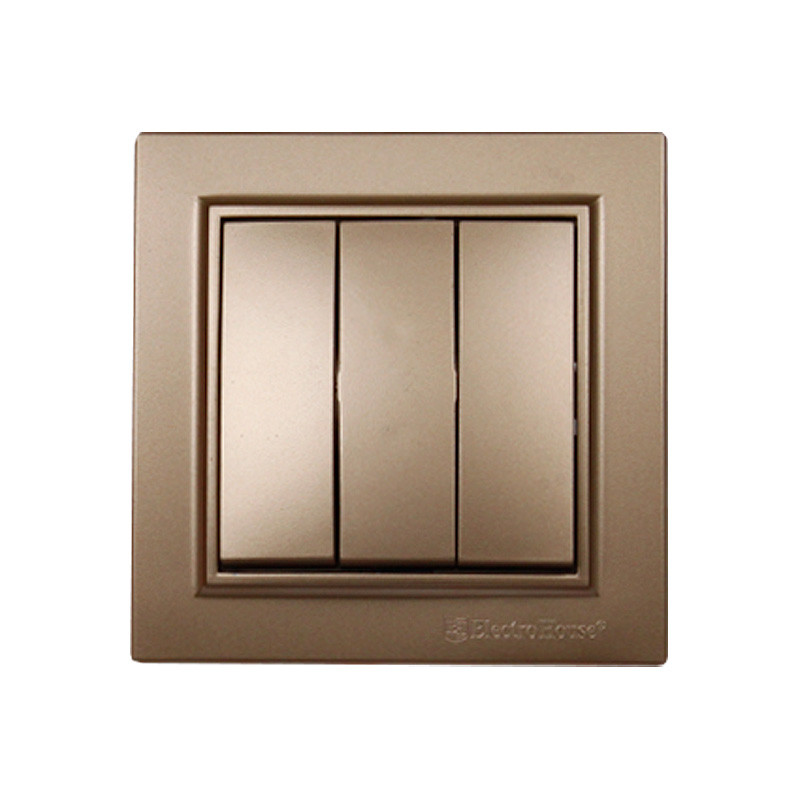 Вимикач потрійний Розкішно золотий, фото 1