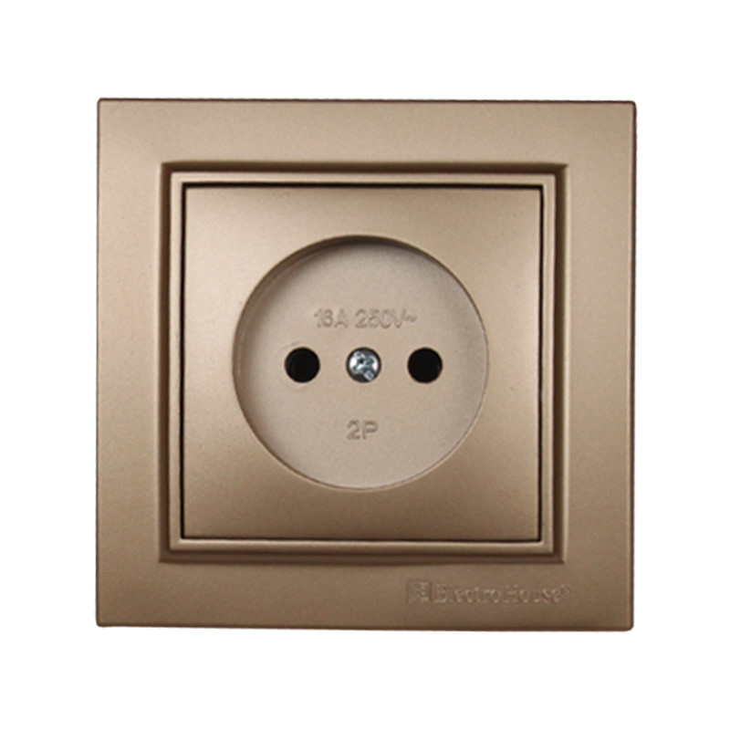 Розетка без заземлення Термопластик 16 А  Enzo  Розкішно-золотий, фото 1