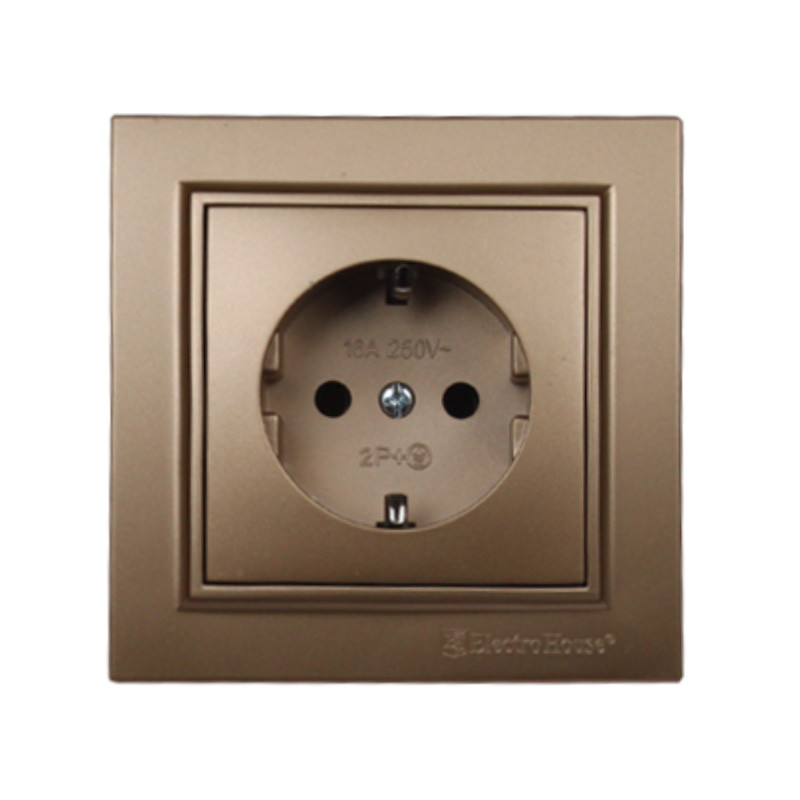Розетка із заземленням 16 А  Enzo  Розкішно-золотий, фото 1