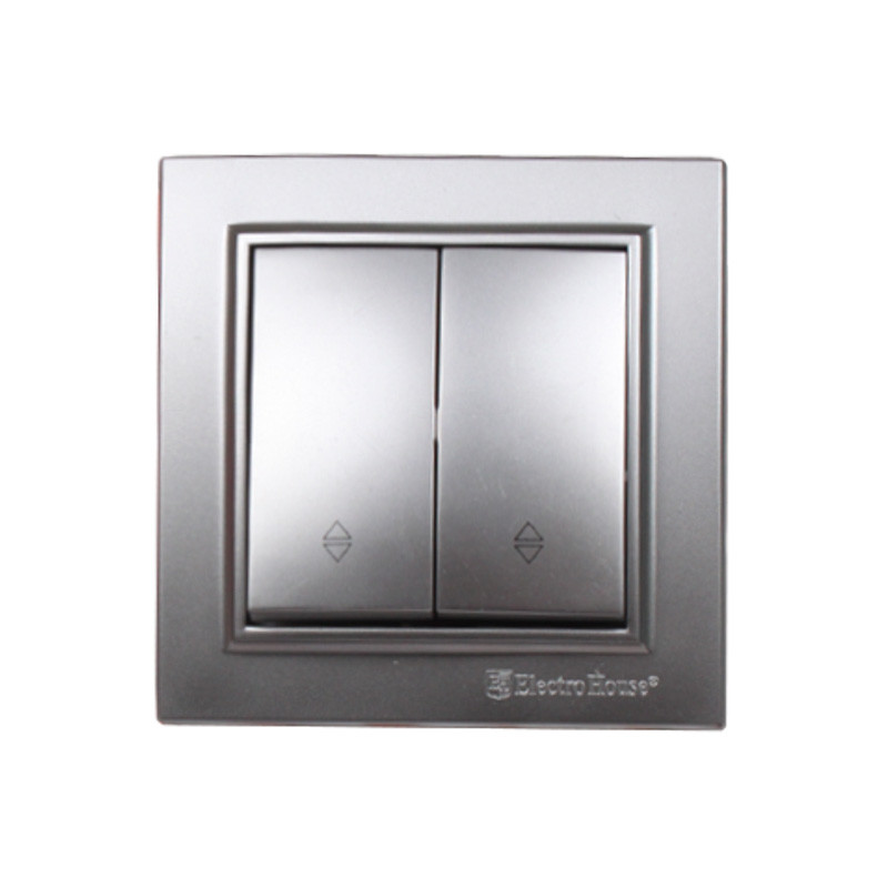 Вимикач подвійний прохідний Enzo Срібний камінь, фото 1