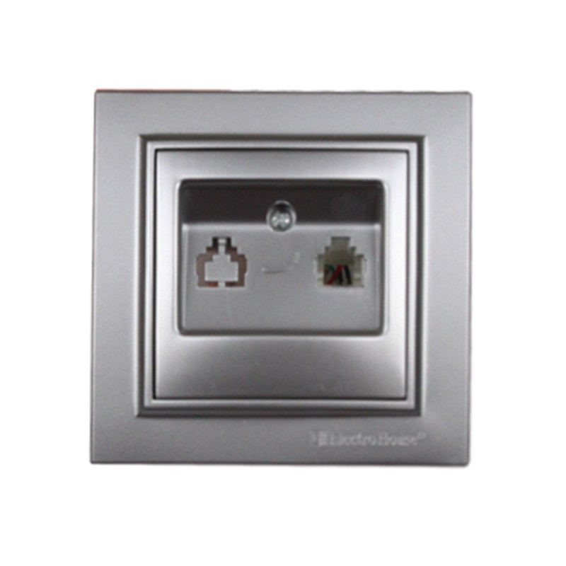 Розетка телефонна Enzo Срібний камінь, фото 1