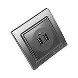 Розетка USB (2 порти) 2 A  Enzo  Срібний камінь, фото 2