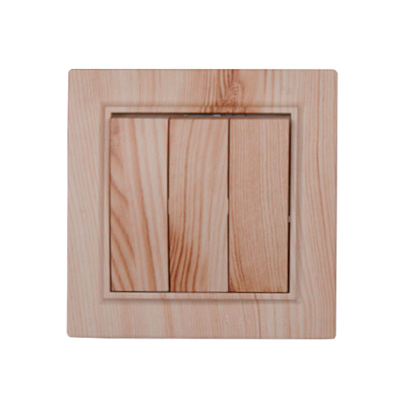 Вимикач потрійний Enzo Світле дерево, фото 1