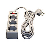 Мережевий фільтр 3 гнізда із заземленням, 3 м Сірий, фото 3