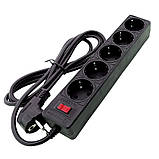 Мережевий фільтр 5 гнізд із заземленням, 2 м Чорний, фото 2