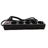 Мережевий фільтр 5 гнізд із заземленням, 2 м Чорний, фото 4