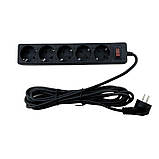 Мережевий фільтр 5 гнізд із заземленням, 3 м Чорний, фото 4