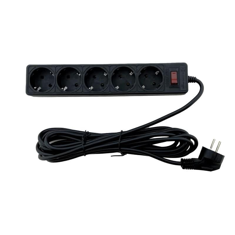 Мережевий фільтр 5 гнізд із заземленням, 5 м Чорний, фото 1