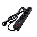 Мережевий фільтр 5 гнізд із заземленням, 3 м , 2USB, захисні шторки Чорний, фото 3