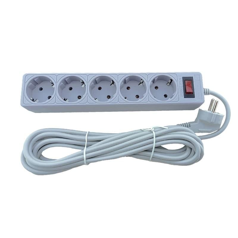 Мережевий фільтр 5 гнізд із заземленням, 5 м Сірий, фото 1