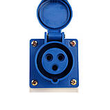 Силовий штепсельний роз'єм 3x16 (стаціонарний)/2P+PE /16 А /220 – 250 В /IP44, фото 2