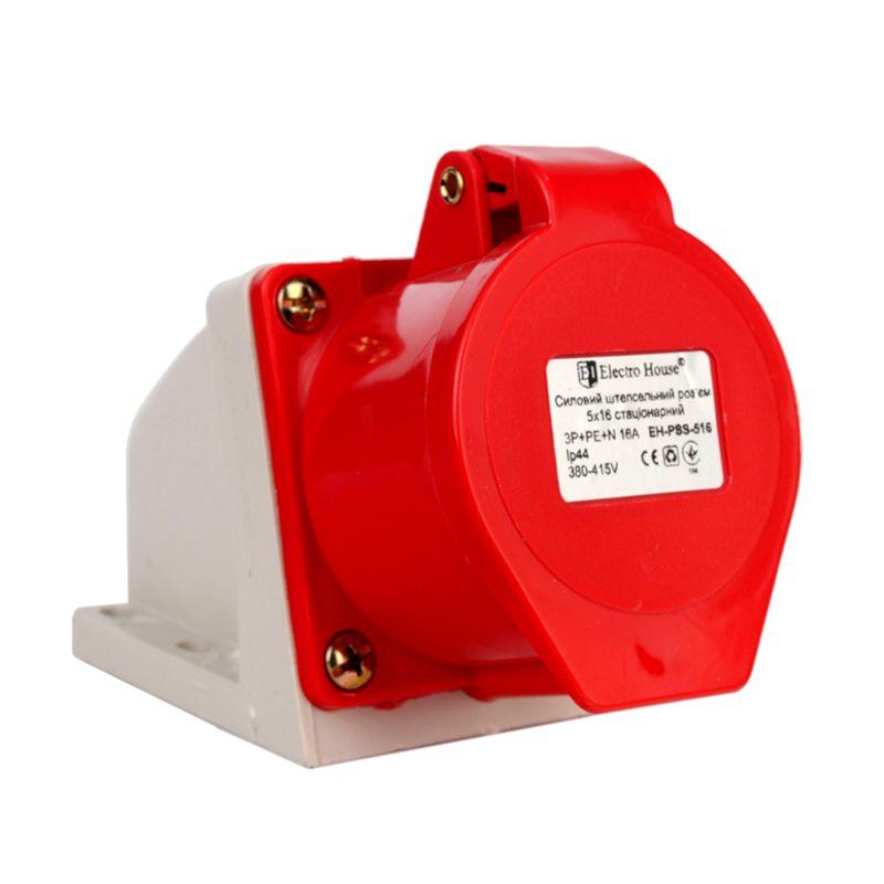 Силовий штепсельний роз'єм 5x16 (стаціонарний)/3P+PE+N /16 А /380 – 415 В /IP44, фото 1