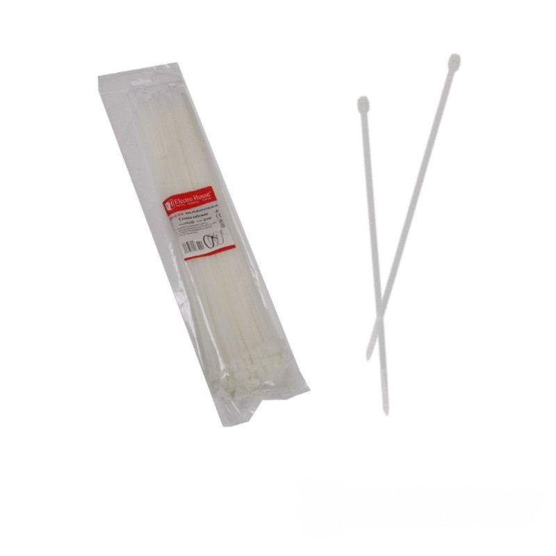 Стяжка кабельна Білий 5х400 мм 100шт./п., фото 1