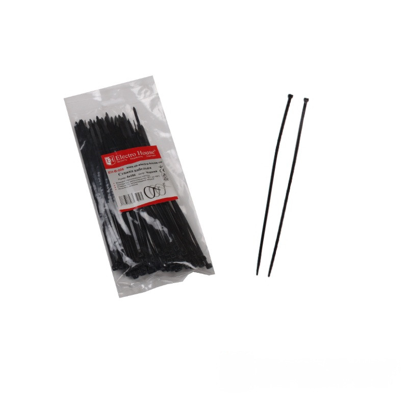 Стяжка кабельна Чорний 4х200 мм 100шт./п., фото 1
