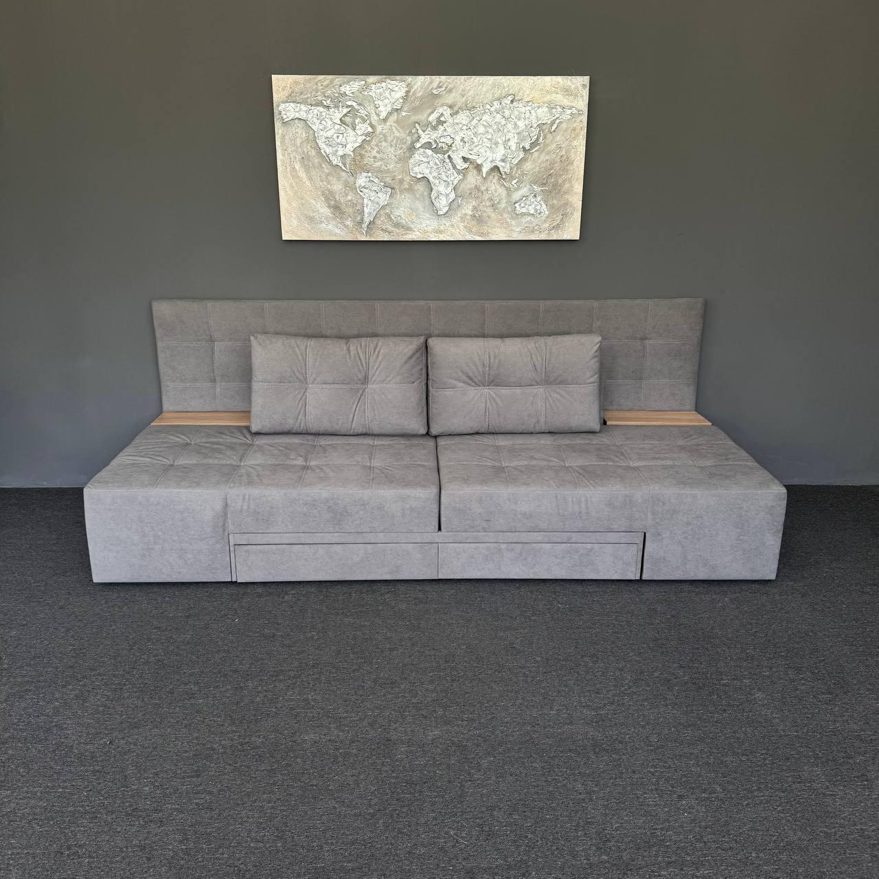 Диван-ліжко трансформер в тканині з тумбами, фото 1