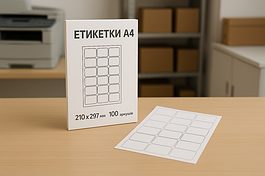 Самоклеючий папір формату А4 (етикетки А4, наклейки для друку, самоклейка А4)