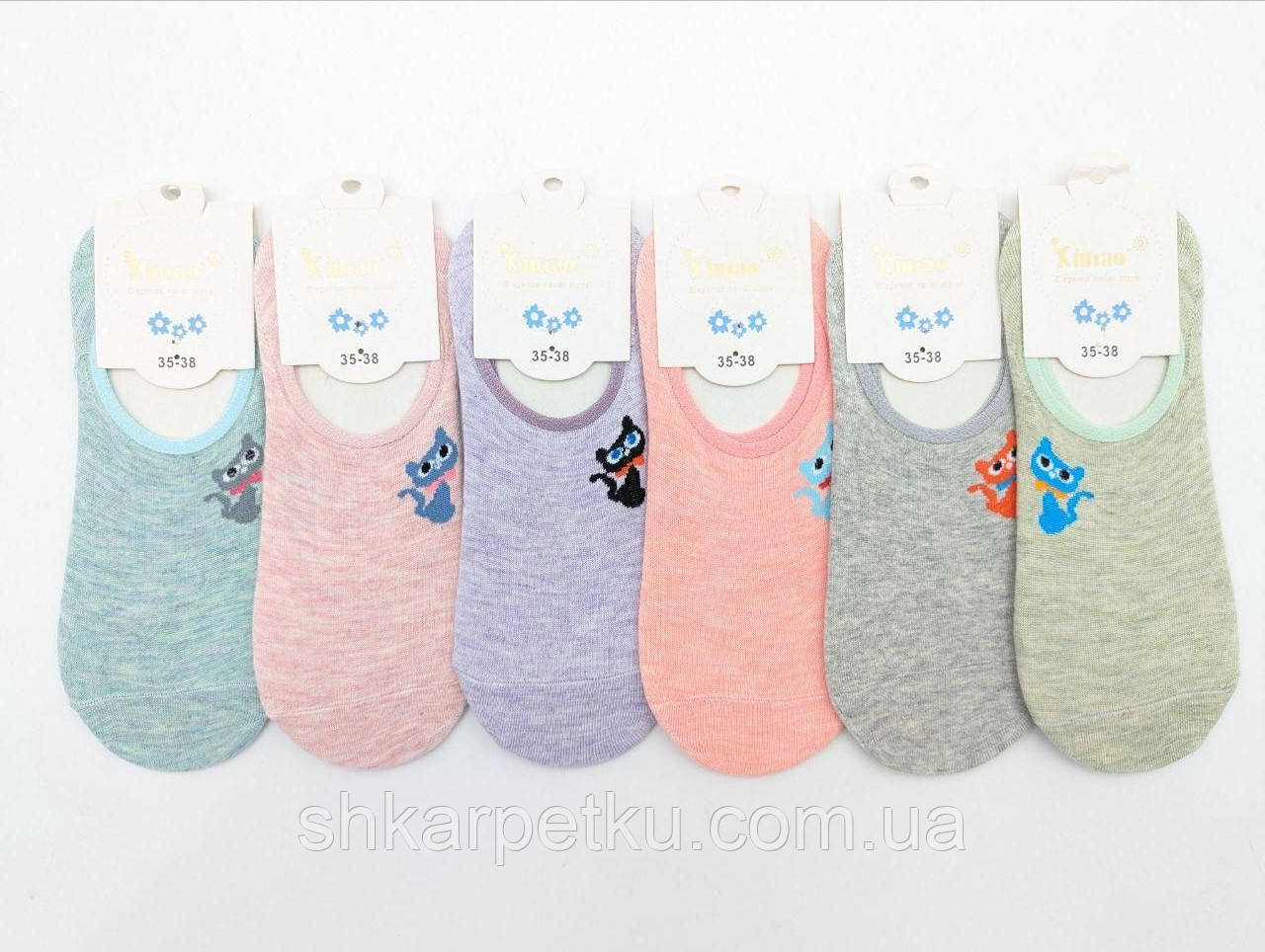 Жіночі слідки балеринки з вишивкою Xinao розмір 35–38, поліамід з еластаном, упаковка 12 пар, мікс, Китай, фото 1