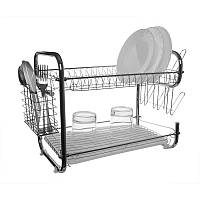 Сушарка для посуду UNIQUE UN-2001 нержавіюча сталь пластиковий піднос для стоку води