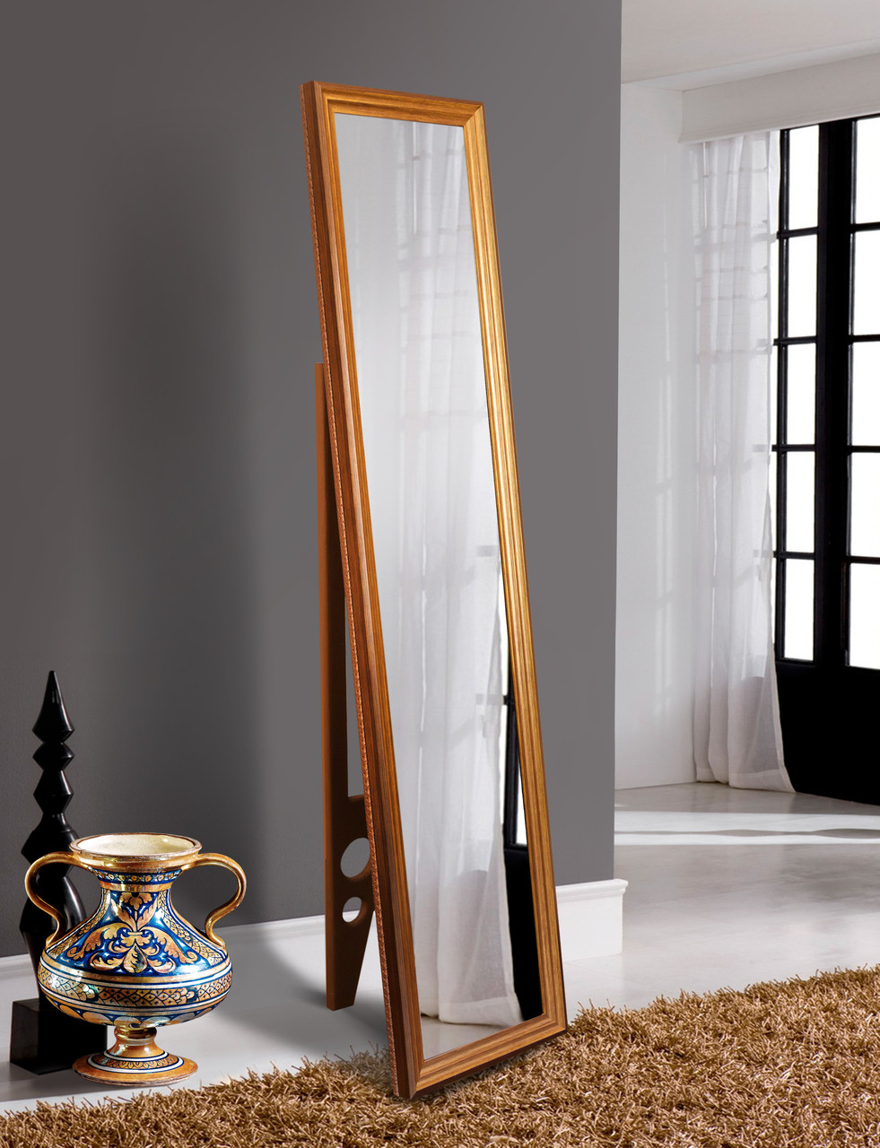 Дзеркало підлогове в золотій рамі 1650х400 мм, фото 1