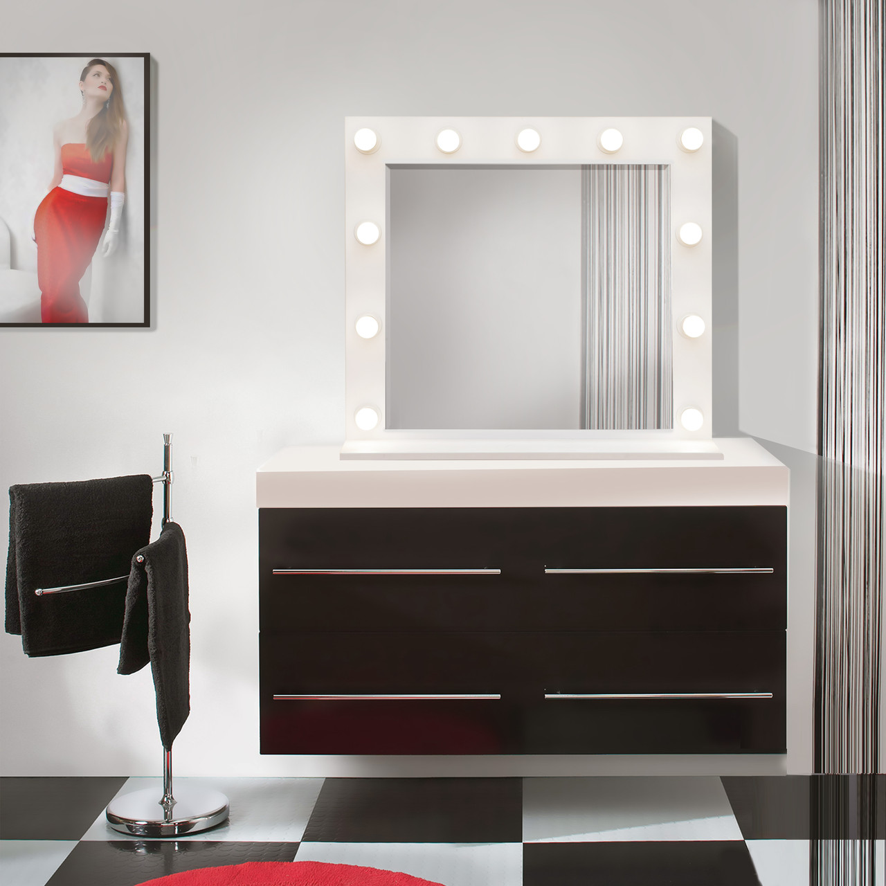 Гримерне дзеркало з лампочками 800х700 мм, фото 1