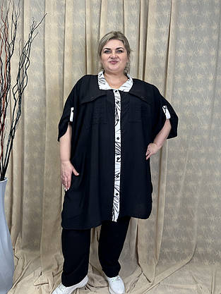 Льняна сорочка-туніка оверсайз "Тулуза" розмір 60-80, фото 6
