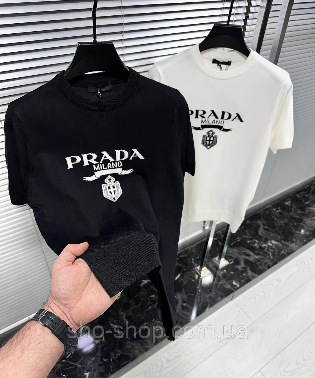 Чоловича футболка Prada чоловіча футболка Футболка PRADA трикотаж LUX TShPRn010 Туреччина, фото 1