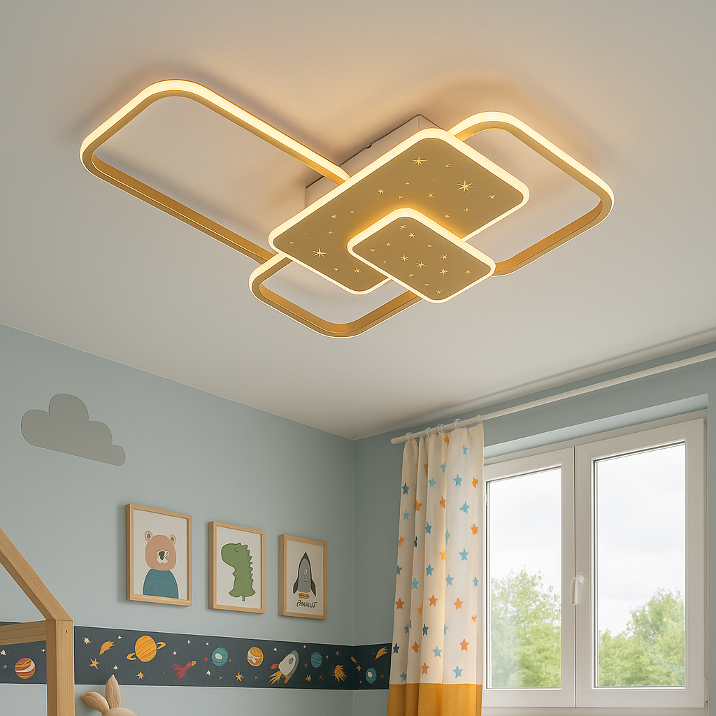 Світлодіодна люстра в дитячу з пультом Diasha 105W до 20 м² колір Золотистий 2449G dimmer, фото 1