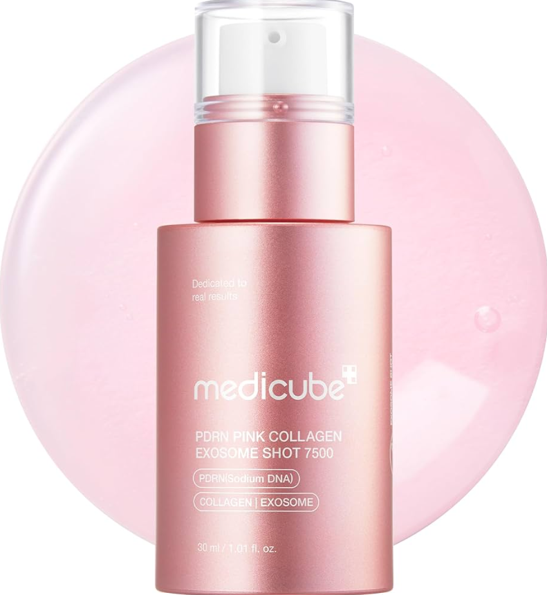 Регенеруюча сироватка з екзосомами та спікулами Medicaube PDNR Pink Collagen Exosome Shot 7500 30 мл, фото 1