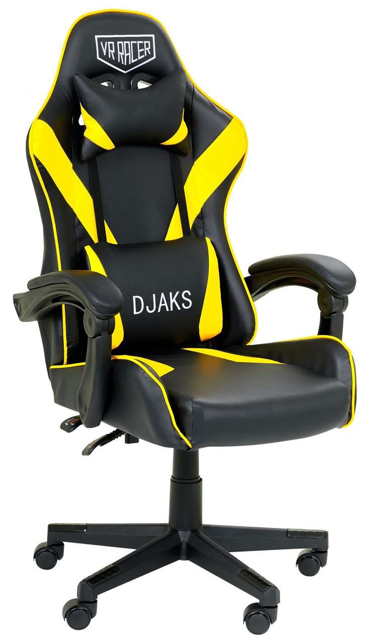 Геймерське крісло VR Racer Dexter Djaks чорно-жовте відкидне комп'ютерне з механізмом tilt AMF, фото 1