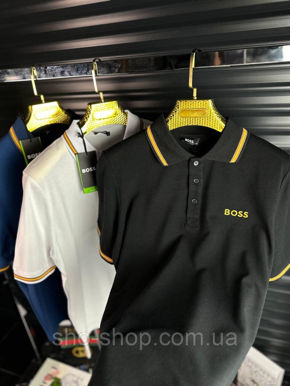 Чоловіча футболка Hugo Boss мужская футболка Чоловіча сорочка-футболка поло чорна Турция, фото 1