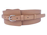 Жіночий широкий шкіряний пояс бежевий, фото 3