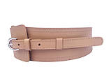 Жіночий широкий шкіряний пояс бежевий, фото 9