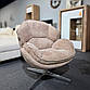 Стильне поворотне крісло Guido бежеве з оббивкою з тканини в спальню, фото 2