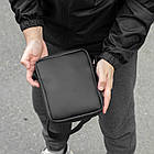 Сумка барсетка через плече з екошкіри чоловіча чорна BRAVO Black месенджер молодіжний для повсякденного носіння, фото 4