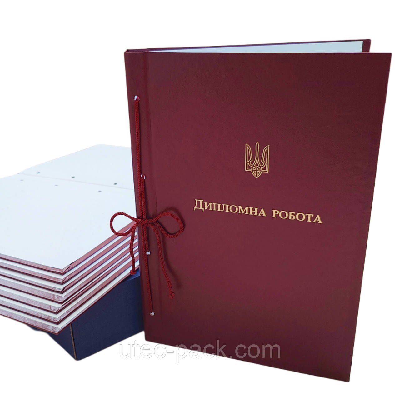 Обкладинка "Дипломна робота" бордо, бумвініл, тиснення під золото, 215×305 мм, 20 мм корінець (1 шт), фото 1