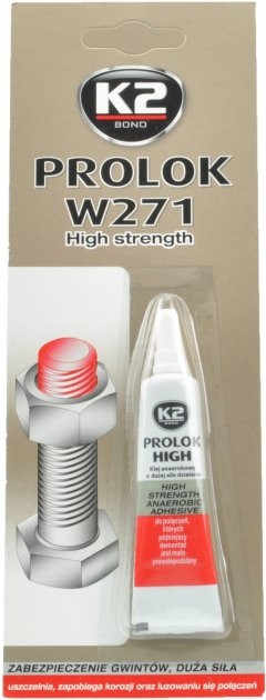 Фіксатор різьби червоний 6 мл K2 BOND PROLOK W271 HIGH STRENGTH