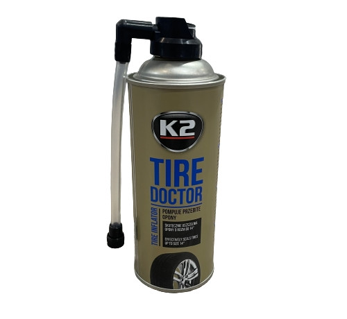 Антипрокол для шин K2 TIRE DOKTOR, 400 мл, герметик для аварійної вулканізації