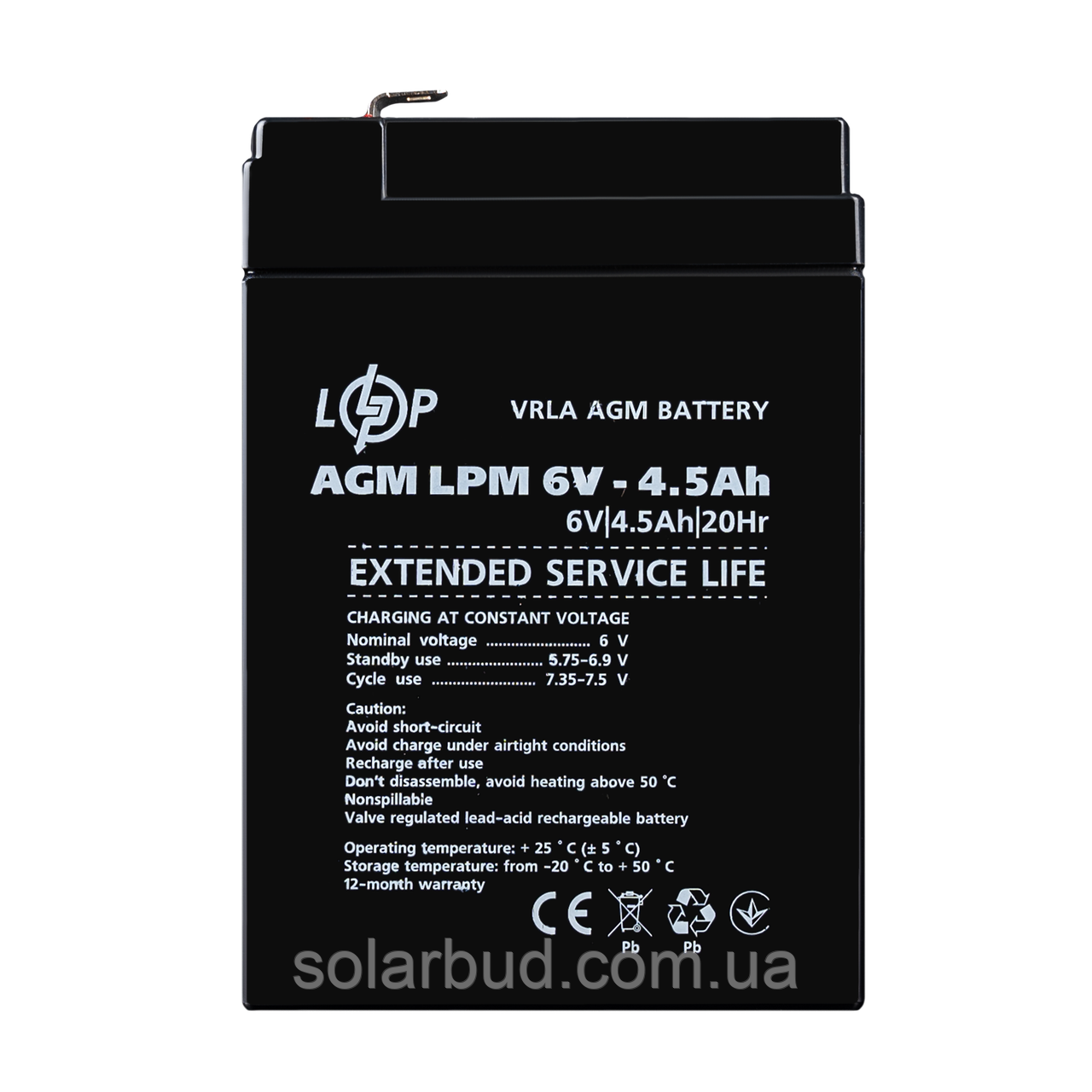 Акумулятор AGM LPM 6V - 4.5 Ah, фото 1