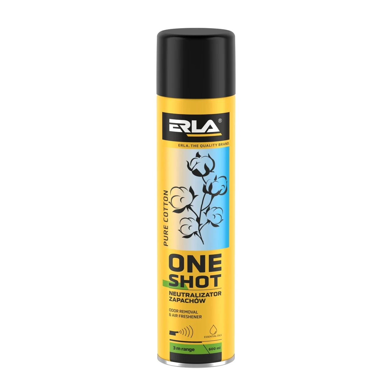 Нейтралізатор запаху та освіжувач повітря ERLA One Shot "Чиста бавовна" 600 мл