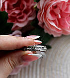 Кільце сталеве з фіанітами, розмір 23, колір срібло, фото 2