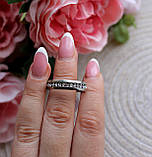 Кільце сталеве з фіанітами, розмір 23, колір срібло, фото 3