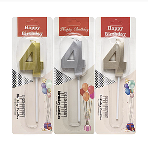 Свічка для торту 3D цифра "4" металік 5 см (TL-1056)