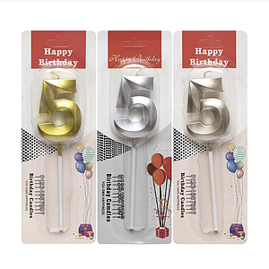 Свічка для торта 3D цифра "5" металік 5 см (TL-1056)