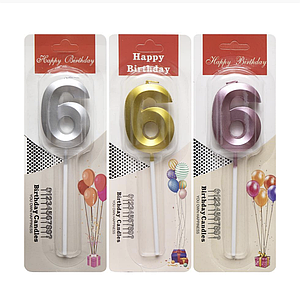Свічка для торта 3D цифра "6" металік 5 см (TL-1056)