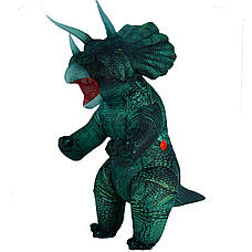 Надувний костюм динозавра (Трицератопса) RESTEQ, Triceratops косплей, костюм динозавра Triceratops. Трицератопс надувний зелений, фото 6