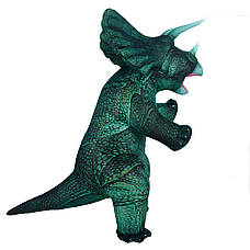 Надувний костюм динозавра (Трицератопса) RESTEQ, Triceratops косплей, костюм динозавра Triceratops. Трицератопс надувний зелений, фото 5