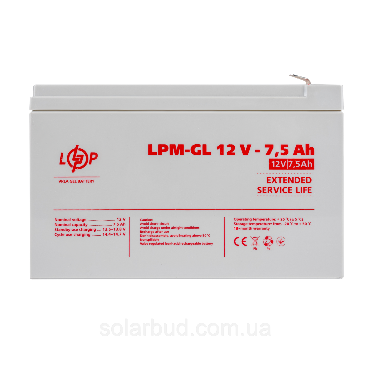 Акумулятор гелевий LPM-GL 12V - 7.5 Ah, фото 1