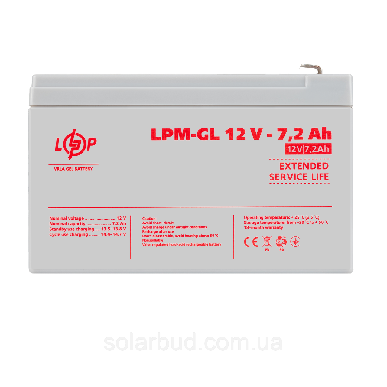 Акумулятор гелевий LPM-GL 12V - 7.2 Ah, фото 1