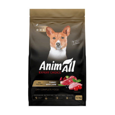 Сухий корм для собак середніх порід AnimAll (АнімАлл) Medium Breeds зі свіжою індичкою та ягням 12 кг